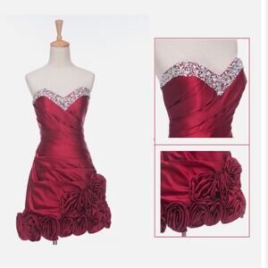 LUULLA Homecoming Prom Party Bling Crystal Burgundy Strapless Dress Size 6